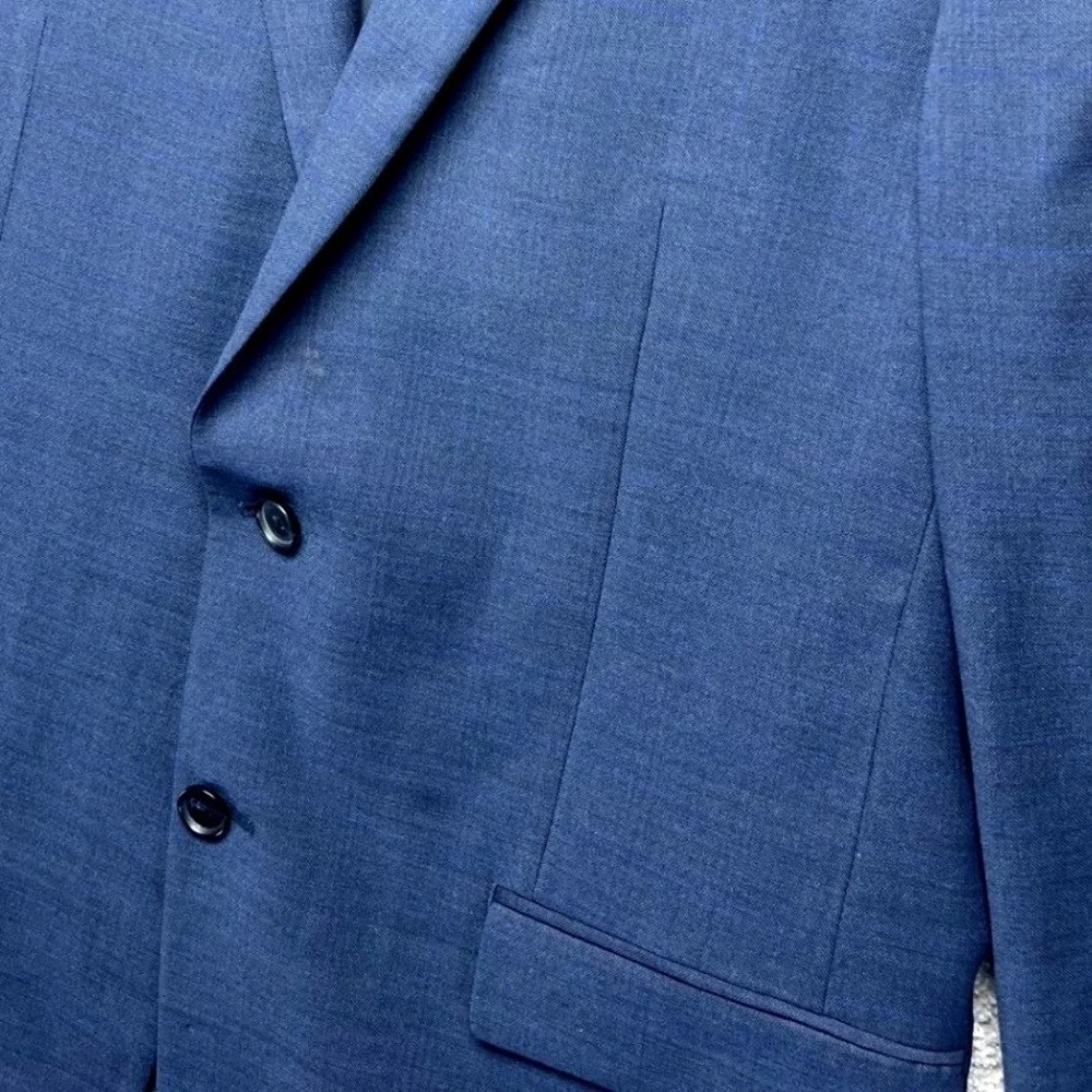 Claiborne Navy Blue Wool Blend Suit Jacket Blazer Sports Coat Two Button Men 40L